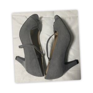 Dexflex Dexter Women's 8 Gray Maryjane Peep Toe Pumps High Heel Faux Suede Shoe